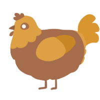 Brown xyx, a brown and orange chicken with a head pattern