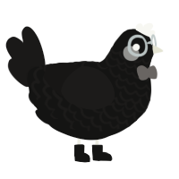 Hematite, a black and sable chicken with a lace pattern