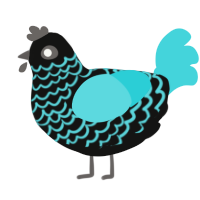 (unnamed), a black and aqua chicken with a lace pattern