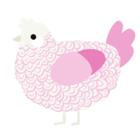 A white and pink chicken with a double-lace pattern