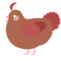 A brown and red chicken with a lace pattern