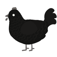 A black and sable chicken with a lace pattern