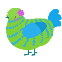 A grass and sky chicken with a bar pattern