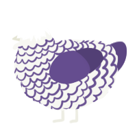 A white and overcast chicken with a lace pattern
