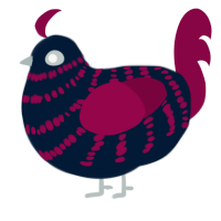 A tumblr and maroon chicken with a bar pattern