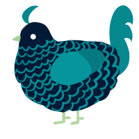 meow meow, a tumblr and teal chicken with a lace pattern