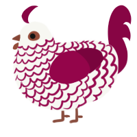 Red Snow Rose, a white and maroon chicken with a lace pattern