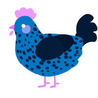 A sapphire and tumblr chicken with a speckle pattern