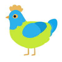 A lime and sky chicken with a head pattern