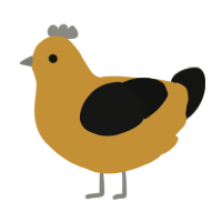 A gold and black chicken
