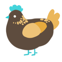 A bark and honey chicken with a neck-speckle pattern