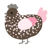 A bark and rose chicken with a speckle pattern