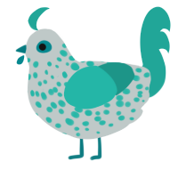 A silver and turquoise chicken with a speckle pattern