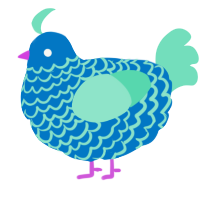 Thoughtflare, a sapphire and mint chicken with a lace pattern