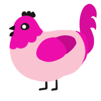 princess bubblegum, a rose and fuchsia chicken with a head pattern