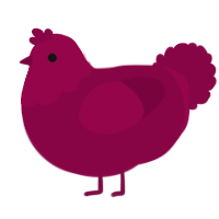 Nyoka, a maroon chicken with a head pattern