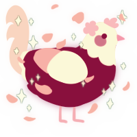 peony, a maroon and rose chicken with a head pattern