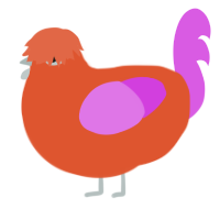 A vermilion and orchid chicken