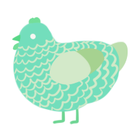 honeydew melon, a mint and gluppy chicken with a lace pattern