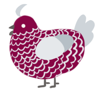 A maroon and mist chicken with a lace pattern
