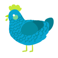 A cerulean and sea chicken with a lace pattern