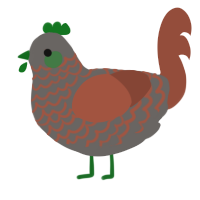 Kerfluffle, a grey and russet chicken with a lace pattern