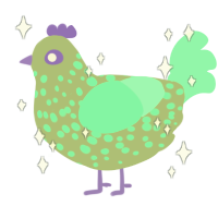 A overcast and maroon chicken with a speckle pattern