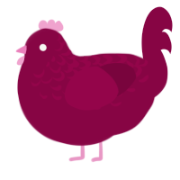 A maroon chicken with a half-lace pattern