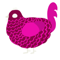 A maroon and fuchsia chicken with a lace pattern