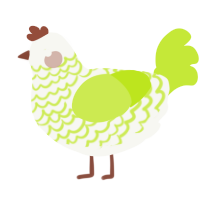 A white and lime chicken with a lace pattern
