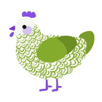 Allium, a white and chartreuse chicken with a double-lace pattern