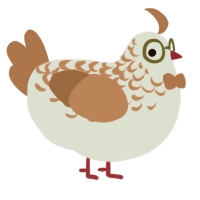 Pidgeon, a mist and brown chicken with a half-lace pattern