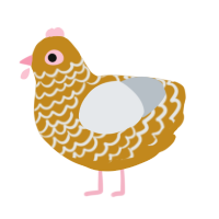 A ochre and mist chicken with a lace pattern