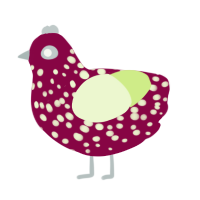 A maroon and apple chicken with a speckle pattern