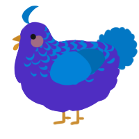 Palette, a indigo and sapphire chicken with a half-lace pattern