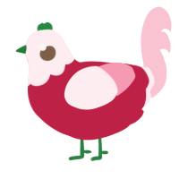 A crimson and rose chicken with a head pattern