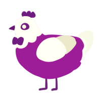 A amethyst and white chicken with a head pattern
