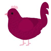 A maroon chicken with a lace pattern