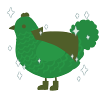 A viridian chicken with a lace pattern