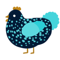 Algae, a tumblr and aqua chicken with a speckle pattern