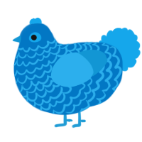 A sapphire and sky chicken with a lace pattern