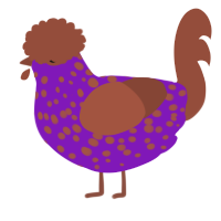 A violet and russet chicken with a speckle pattern