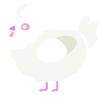 Arcane, a white chicken with a head pattern