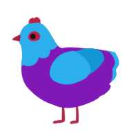 Wobblechook, a violet and sky chicken with a head pattern