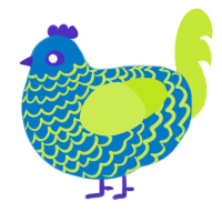 Kepler, a sapphire and lime chicken with a lace pattern
