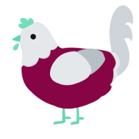 A maroon and mist chicken with a head pattern