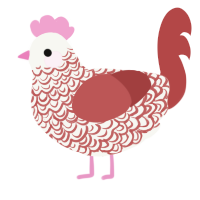 Red, a white and red chicken with a double-lace pattern