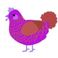 oh god, a amethyst and red chicken with a lace pattern