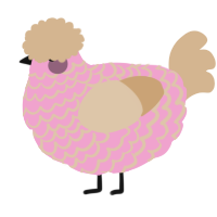 Crystallophobia, a pink and beige chicken with a lace pattern