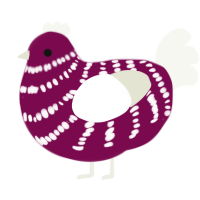 CandiKane, a wine and white chicken with a bar pattern